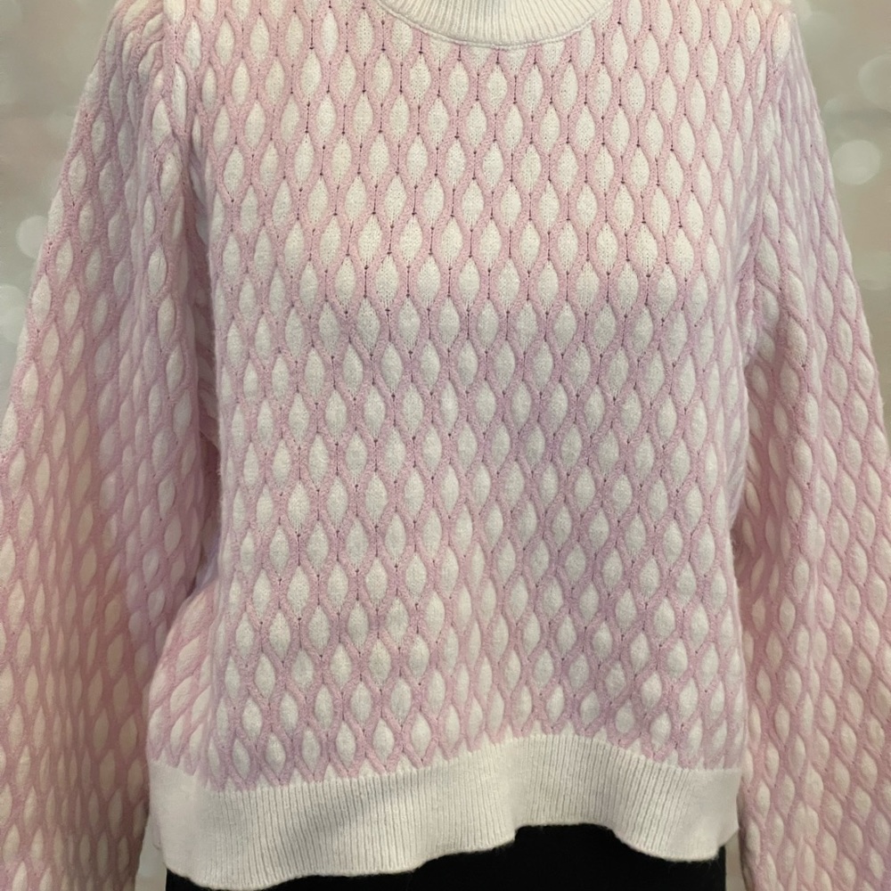 Pepin Pink and White Textured Crewneck Sweater - Picture 8 of 9